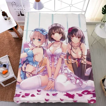 Rugpjūčio atnaujinti Anime Saenai Hiroin nr. Sodatekata Katou Megumi & Eriri & Kasumigaoka Utaha lova pieno lapas antklodė vasaros antklodė