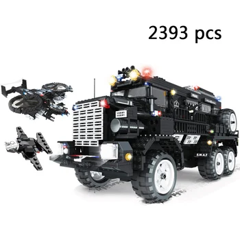 WOMA SWAT city, policijos sunkvežimis automobilio sraigtasparnis valtis motociklų policininkas modelis karinis šarvuotis statyba blokai, statyba žaislai