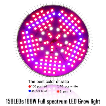 (10vnt/Lot) E27 100W viso Spektro LED Grow Light Patalpų Sodas Šiltnamio efektą sukeliančių Augalų Auginimo & Žydėjimo SMD Augti Lempos