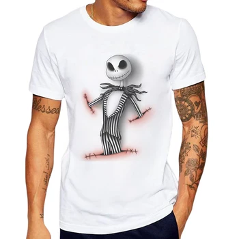 Mados Vyrų Medvilnės Marškinėliai Juokinga Jack Skellington Spausdinimo Hipster Tee Marškinėliai Trumpomis Rankovėmis T-Shirt Mens Tshirts Camisetas Hombre