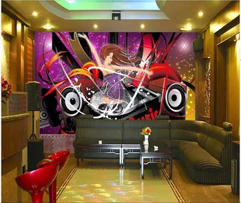 3d kambario tapetai užsakymą freskos Muzikos DJ Daren Animacinių filmų Grožio Baras, naktinis klubas fone kambarį tapetai, sienų ir 3 d