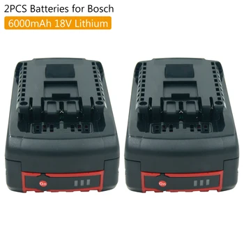 2 Pack Pakeisti Bosch 18V 6.0 Ah Ličio-Jonų Baterija BAT609 BAT610G BAT618G BAT620 BAT621 Bevielių Įrankių, su Lempa