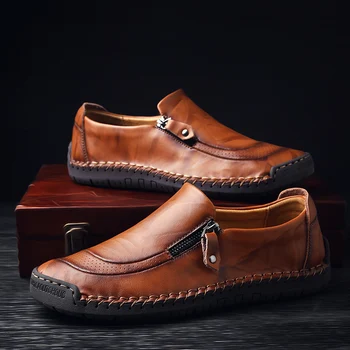Vyriški laisvalaikio bateliai Aukštos kokybės odos lengvas rankų darbo vyrų mokasīni, Patogus, kvėpuojantis vairavimo batai Didelio dydžio 38-48