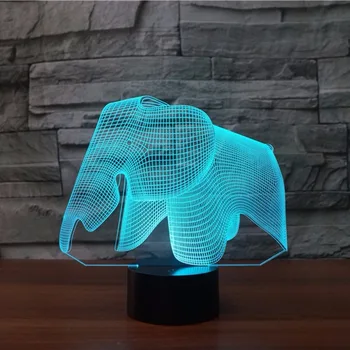 [Septynių Neon]Dramblys Akrilo 7Colors Stalo Lempos Gyvūnų Vaikui Dovana 3D Lempos Naujovė Led Nakties Šviesos Millennium Falcon Šviesos