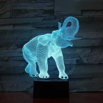 [Septynių Neon]Dramblys Akrilo 7Colors Stalo Lempos Gyvūnų Vaikui Dovana 3D Lempos Naujovė Led Nakties Šviesos Millennium Falcon Šviesos