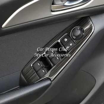 Už Mazda 3 Axela-2019 Vidinių Durų Lango Stiklo Pakėlimo Jungiklį Valdymo Mygtuką Padengti Apdaila, Nerūdijančio Plieno, Automobilių Reikmenys