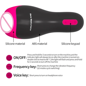 Šildymo Vyrų Masturbator Tarimas 10 režimas Vibracijos Realus Kišenėje Pūlingas Oralinio Sekso Žaislais Vyrams, Silikono Smart Ausinės