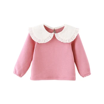 Baby Girl Rudens Žiemos Kieto Modelio Marškinėliai Vaikams, Vaikų Ilgomis Rankovėmis Mados Plius Aksomo Viršūnes Palaidinė & Marškinėliai