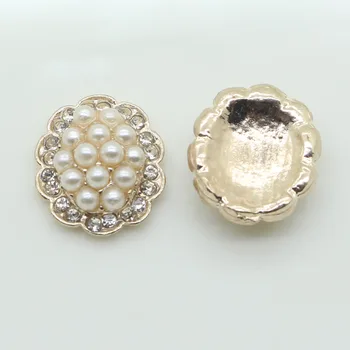 Mados 10pc lvory perlų mygtukai Kristalų Mygtuką metalo Lydinio, Vestuvių kvietimai papuošti mygtuką plaukų gėlių centras scrapbooking