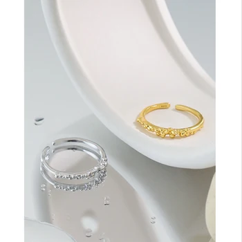 F. I. N. S Korėja Stiliaus Moteris S925 Sterling Silver Atidarymas Plonas Žiedas Zawalcowany Plonas Reguliuojamas Žiedo Išvengti Alergijos Fine Jewelry