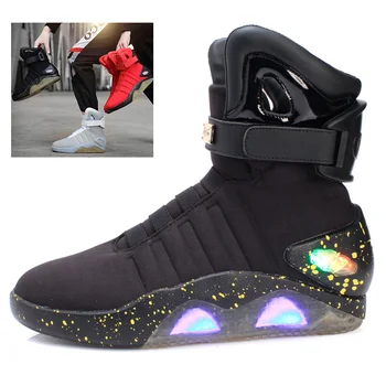 Vyras batai LED šviesos batai vyriški USB įkrovimo kamufliažas šviesos Aukštos viršų batai Hook & Loop Atostogų batai Kelionės bateliai