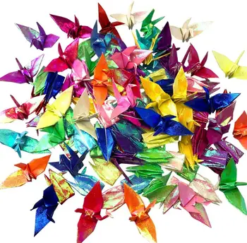 Sulenkite 100VNT 10cm Origami Popieriaus Kranas Dekoro Blizgučių Derinys Spalvų 