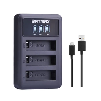 Batmax 3Pc už Gopro 4 1680mAh AHDBT-401 Baterijos + LED 3 Lizdai USB Įkroviklio Gopro Hero 4 Veiksmų fotoaparato Priedai