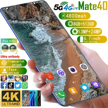 Mate 40 Android 5G TEGUL 8+512 GB Mobiliojo Telefono 6.7