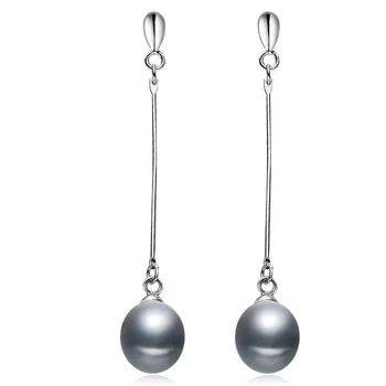 Nekilnojamojo 925 sterlingas sidabro auskarai gėlo vandens ilgi auskarai moterims,gamtos perlo auskaru lašas draugei-geriausia dovana balti