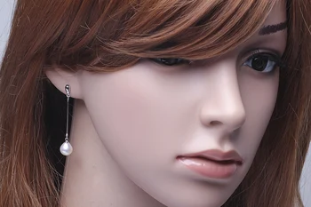 Nekilnojamojo 925 sterlingas sidabro auskarai gėlo vandens ilgi auskarai moterims,gamtos perlo auskaru lašas draugei-geriausia dovana balti