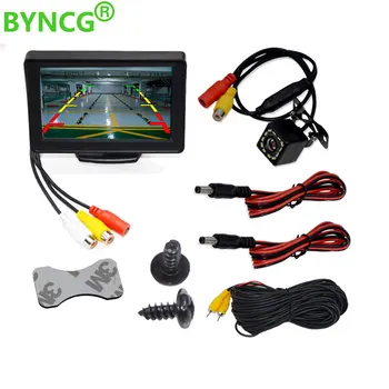 BYNCG Automobilio Galinio vaizdo Kamera su 4.3 colių Lentelė Ekranas TFT Veidrodis Stovėjimo Reaverse Backup Sistemos, Naktinio Matymo Vandeniui