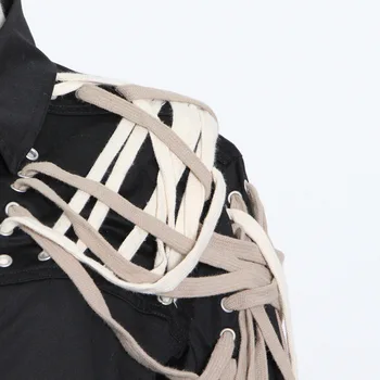 IEFB /vyriški drabužiai raišteliu deisn juoda vieną krūtinėmis striukės 2021 naują pavasario stygos tvarstis kailis streetwear viršūnes WN152