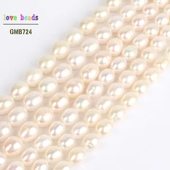 AAA Natūralios Baltos spalvos Gėlavandenių Perlų Ovalios, Apvalios Granulės už Apyrankės Karoliai 