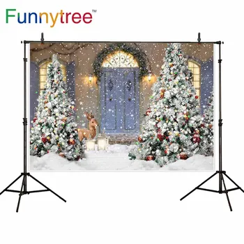 Funnytree snaigės photophone kalėdų eglutė žiemos arka, durų naujųjų metų foto studija fonas fonas fotografijai photozone