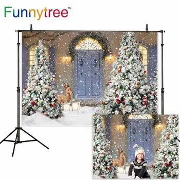 Funnytree snaigės photophone kalėdų eglutė žiemos arka, durų naujųjų metų foto studija fonas fonas fotografijai photozone