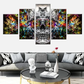 5 vnt anotacija spalvinga meno kaukolė namų puošybai modulinės nuotrauką spausdinti tapybos gyvenimo kambario sienos meno apdaila