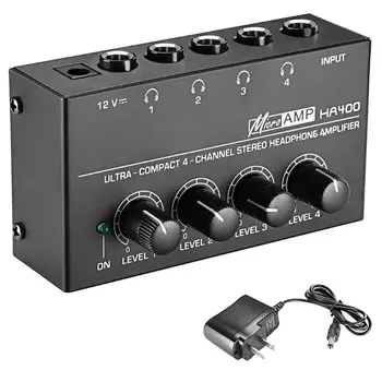 HA400 4 Kanalų Mini Audio Stereo Ausinių Stiprintuvas su Maitinimo Adapteris MUMS/UK/EU/AU Plug