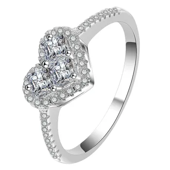 CC Vestuviniai Žiedai Moterims S925 Sidabro Širdies Kubinių Zirconia Žiedas Elegantiška Nuotakos Sužadėtuvių Fine Jewelry Lašas Laivybos CC714