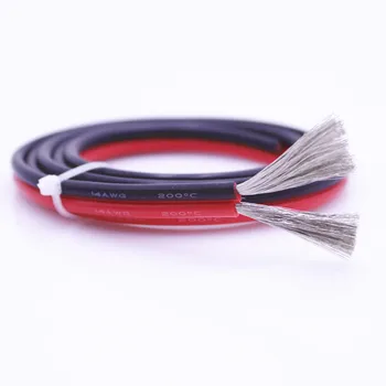 2pin aukštos kokybės papildomą minkšta silikoninė viela 24AWG 22 20 18 16 14 12awg aukštos temperatūros varža raudona + juoda silikono kabelis