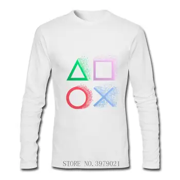 Derliaus PS Logotipu T-shirt Vaikai 3D playstation marškinėlius Japonija stiliaus žaidimas kontrolės mygtuką, marškinėliai Vyras Streetwear medvilnės Ilgai tees