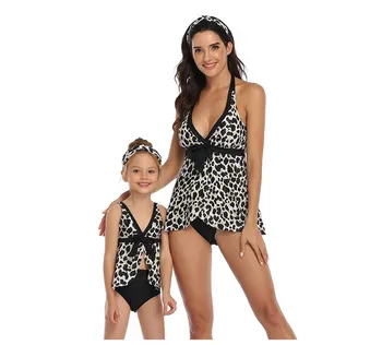 Motina Dukra maudymosi kostiumėlį Spausdinti Bikini 2 Gabalas Apatiniai Nustatyti Lenceria Paplūdimio Drabužiai Šeimai derinti Drabužius Tėvų-vaikų maudymosi kostiumėlį