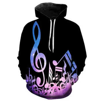 Muzikos įrašus 3D atspausdintas Hoodie populiariausių hip-hop muzikos gitara Jersey rankovėmis vyriški gatvės moterų mesti Hoodie