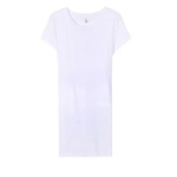[EAM] Moterų Baltos Atgal Mazgas Padalinti Bendra Ilgi marškinėliai Naujas Apvalios Kaklo trumpomis Rankovėmis Mados Banga Pavasario Vasaros 2021 JU435