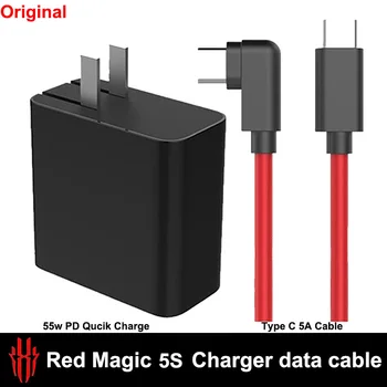 Originalą Nubija Raudonoji Magija 5S USB Dual Type-C 55w PD Qucik Greito Įkrovimo Kroviklis 5A Kabelis USB-C Cabel Raudona Magic5S Redmagic 5S