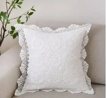 Rankų darbo klasikinė nertų pagalvėlių dangtelis kablio smėlio spalvos/baltos pagalvės užvalkalą dekoratyvinis mesti nėrinių sienos užvalkalas Sofa
