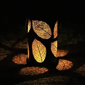 Geležies Menų Lapų Saulės Šviesos Projekcija LED Sodo Dekoro Vandeniui Lauko Kelias Landšafto Apšvietimo Kabo Pakabukas Žibintas