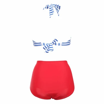 BANDEA Aukšto Juosmens Bikini Komplektas push up maudymosi kostiumėlį, didelių dydžių maudymosi kostiumėliai moterims, Maudymosi Kostiumai Dryžuotas apynasrio Bikini Paplūdimio Drabužiai 3XL