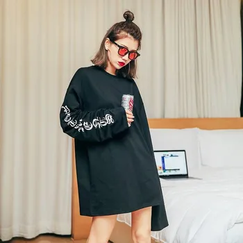 T-shirt Moterims, O Rudenį-Kaklo Laiškas Išspausdintas Prarasti Ilgai BF Harajuku marškinėliai Moteriški korėjos Stiliaus Madinga Hip-Hop Studentų Tees Chic