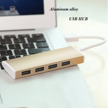 Aliuminio Lydinys USB2.0 4 Port Hub Sidabro Aukso USB Skirstytuvo 30cm Kabelis USB Hub Multi Prietaisas Nešiojamas Kompiuteris