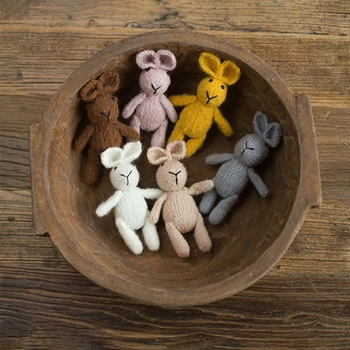 Mielas Nėrimo Megzti Rabbit Žaislas, Lėlė Naujagimio Kūdikio Nuotrauka Fotografijos Rekvizitai