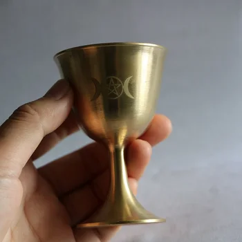 Ritualas taurės taro Pentagram altoriaus goblet wicca Goldplate žalvario ceremonija mėnulis Būrimą Astrologinių įrankis altoriaus prop stalo žaidimas