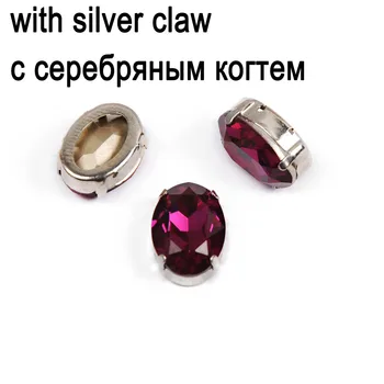CTPA3bI Populiariai Blizgučiai Fuchsia Spalvos Stiklo Kristalų, Cirkonio Ovalo Formos Siūti Ant Stiklo Akmenys 