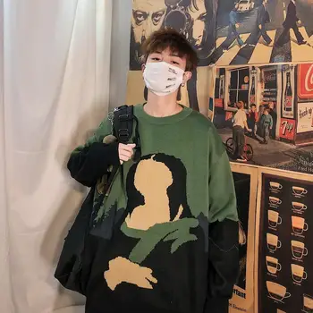 Rudenį ir žiemą megztinis vyrams korėjos stiliaus tendencijos laisvi ir tingus vėjas 2019 nauja, T-shirt kailis mados in Hong Kong Stilius