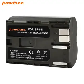 Powtree 2800mAh BP-511 BP-511A BP 511A Fotoaparato Baterija + Kroviklis BP511 511 BP Canon EOS 40D 300D 5D 20D 30D 50D 10D G6