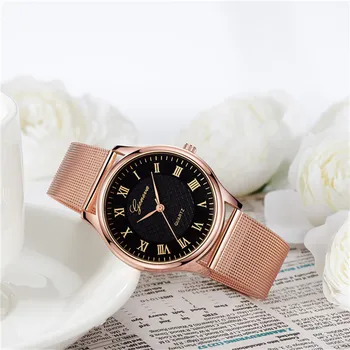 Moterų Suknelė Laikrodžiai Prabangos Prekės Ponios Kvarco Žiūrėti Nerūdijančio Plieno Tinklelio Juostos Rose Gold Laikrodis reloj mujer siųsti relogio