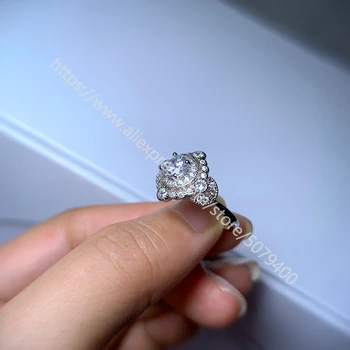 Prabanga CZ akmens vestuvinis žiedas kubinis cirkonis baltos aukso spalvos žiedas aplink antikvariniai halo vestuvių pažadas žiedas moterims, dovana