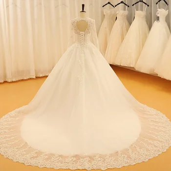 SL-522 Senovinių Vestuvių Suknelės, Vestuvių Suknelė V Kaklo Nėrinių 2018 Vestuvių Suknelė ilgomis Rankovėmis