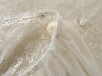 2019 Prabangus baltos Gėlės Patalynės Komplektai Antklodė Antklode Padengti Lova sijonas Rinkiniai, karalienė, karalius Medvilnės Vestuvių Dovana 4pcs princesė patalyne