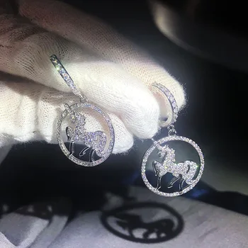 Prabangus Nekilnojamojo 925 Sterlingas sidabro Tabaluoti auskarai moterims AAAAA Cz Žavesio Šalis vestuvių Lašas Auskarai Bauda Papuošalai Geriausia Dovana