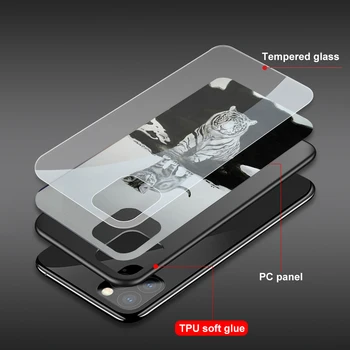 Mielas Kišenėje Katė Atveju iPhone 11 12 Pro Max Mini Cover for iPhone 7 8 6 6S X XR XS Max SE 2020 Plus Grūdintas Stiklas Telefono Coque